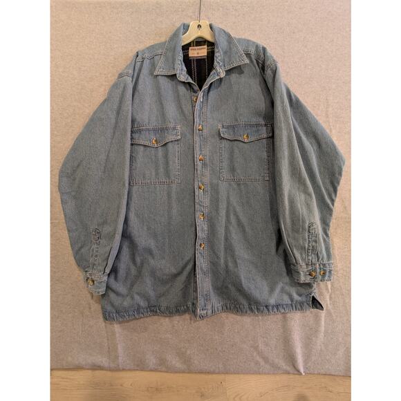 High Sierra Denim Jacket Men's  XL Blue Button Down Flannel Lined Pocket Vintage - Picture 1 of 7